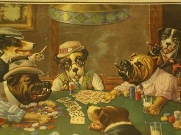 Animal Painting - Perros Jugando Al Póquer Cigarro
